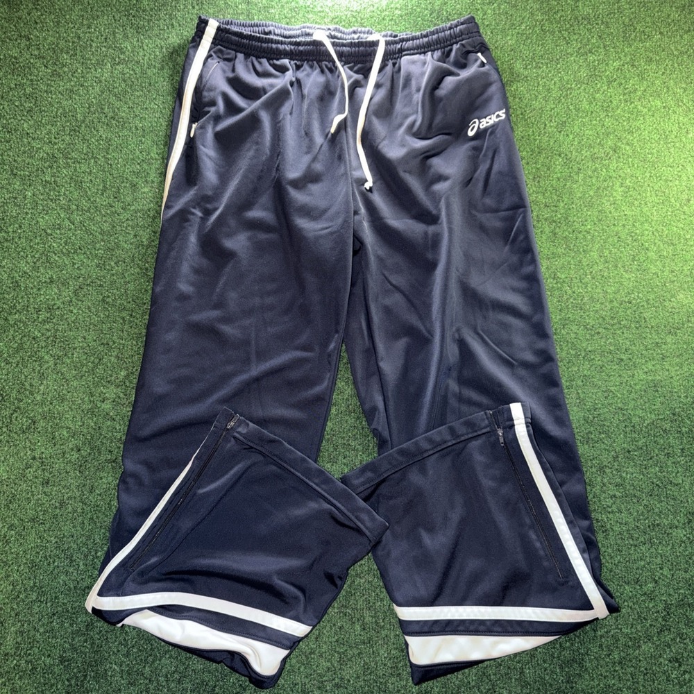ASICS Joggers Men's L Blue White Stripe Sportswear